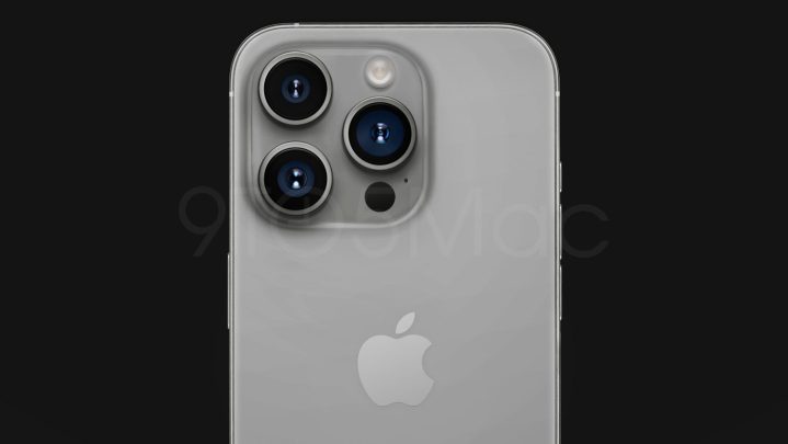 Mockup di iPhone 15 Pro Titan Grey di 9to5Mac.
