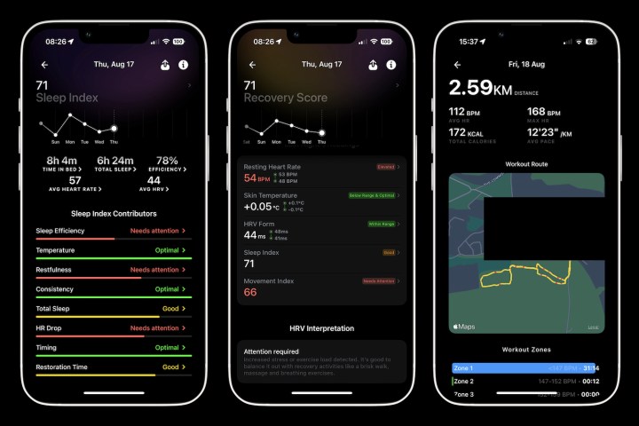 Screenshots from the Ultrahuman Ring Air app.