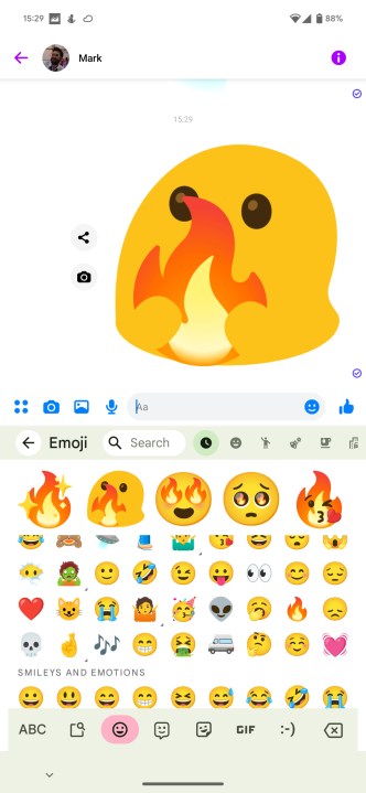 Sending an Emoji Kitchen mashup.