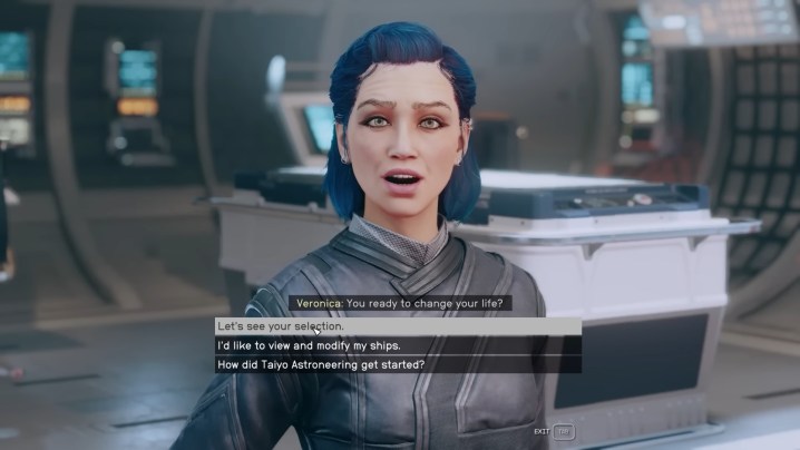Veronica asking if you're ready to change your life in Starfield.