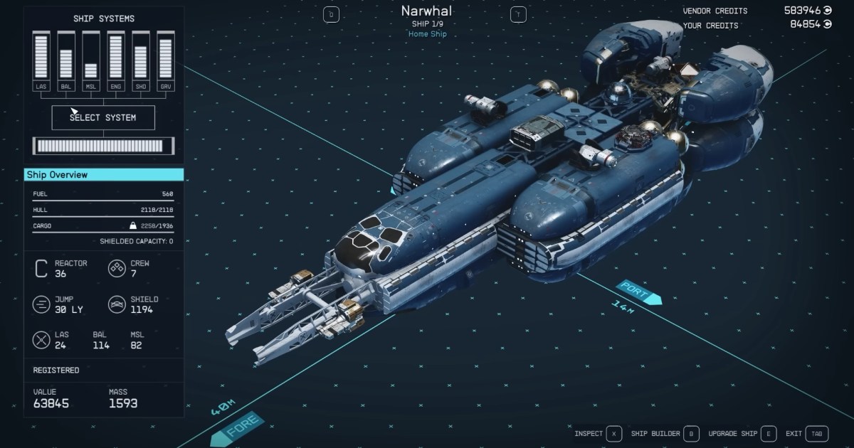 The place to get the Narwhal spaceship in Starfield
