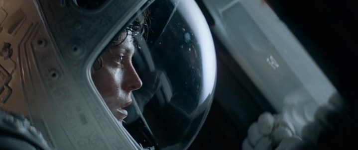 Ripley wearing a space helmet in "Alien" (1979).
