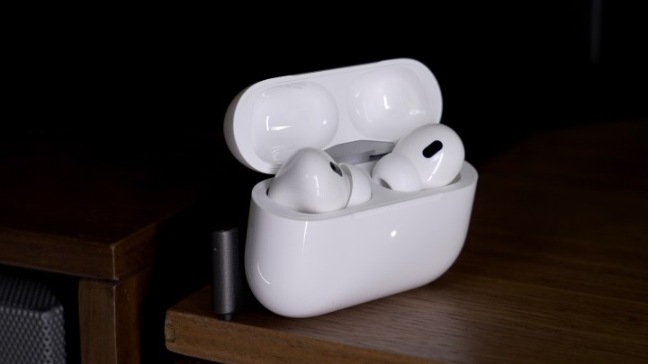 The Apple AirPods Pro 2 with USB-C and MagSafe in their case.