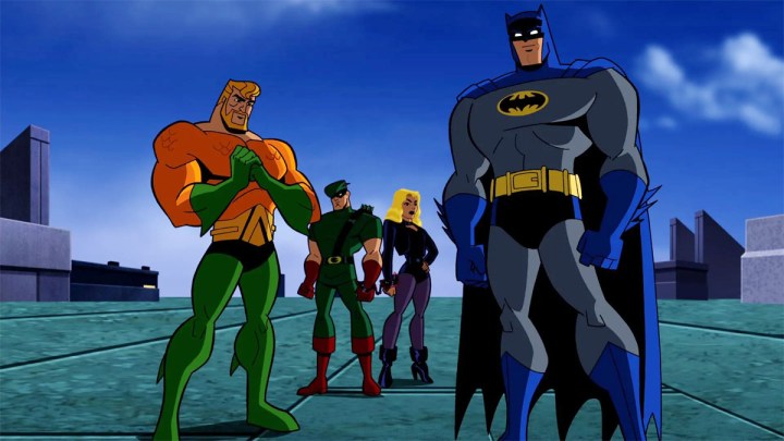 Aquaman, Green Arrow, Black Canary, and Batman in Batman: The Brave and the Bold.