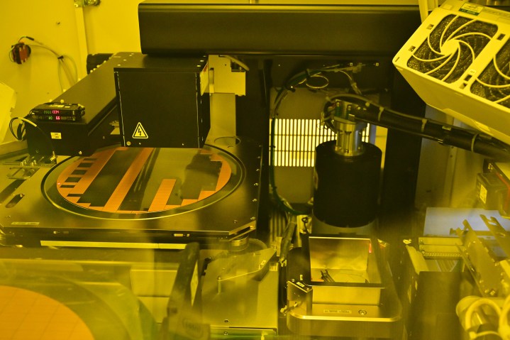 A machine that cuts and separates CPU dies from the entire wafer at the Intel Penang facility in Malaysia.