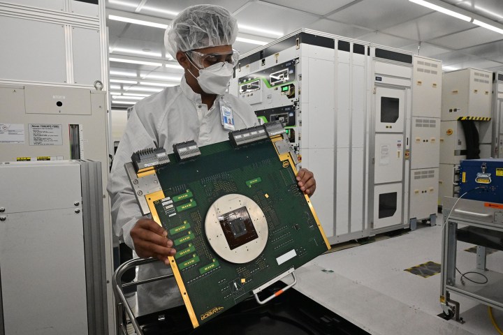 An inside look of a test cell that goes into a sorting module at the Intel Penang facility in Malaysia.