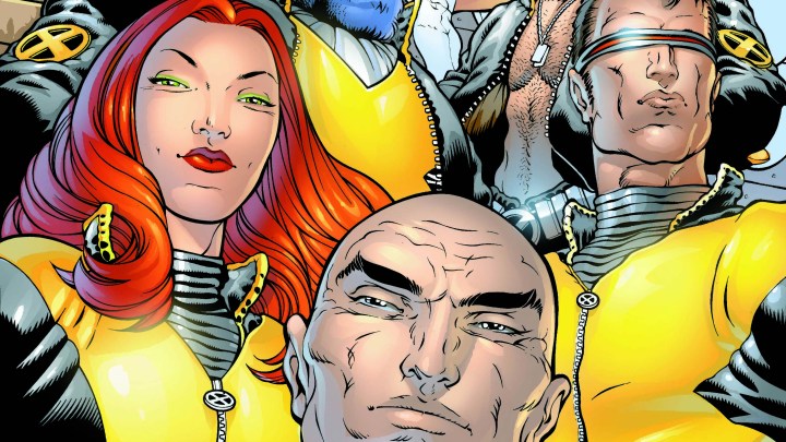 Jean Grey, Professor X, and Cyclops in E is for Extinction
