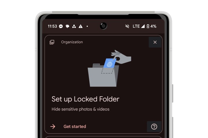 Set up Locked Folder prompt in Google Photos on Pixel 6.