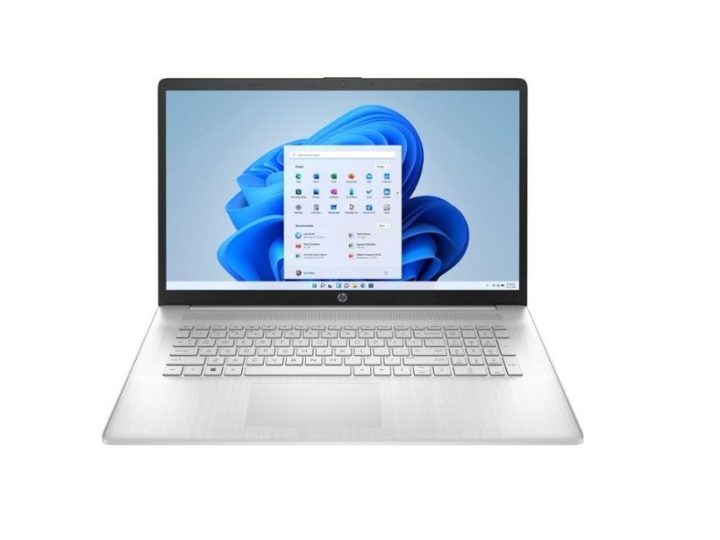 Laptop HD+ HP 17,3 inci dengan menu terbuka