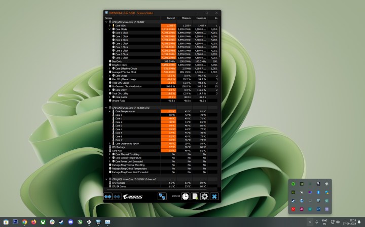 Captura de tela do HWiNFO no Windows 11.