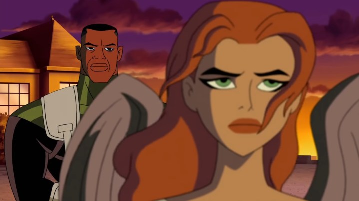 Входят Зеленый Фонарь и Девушка-Ястреб. "Лига Справедливости."