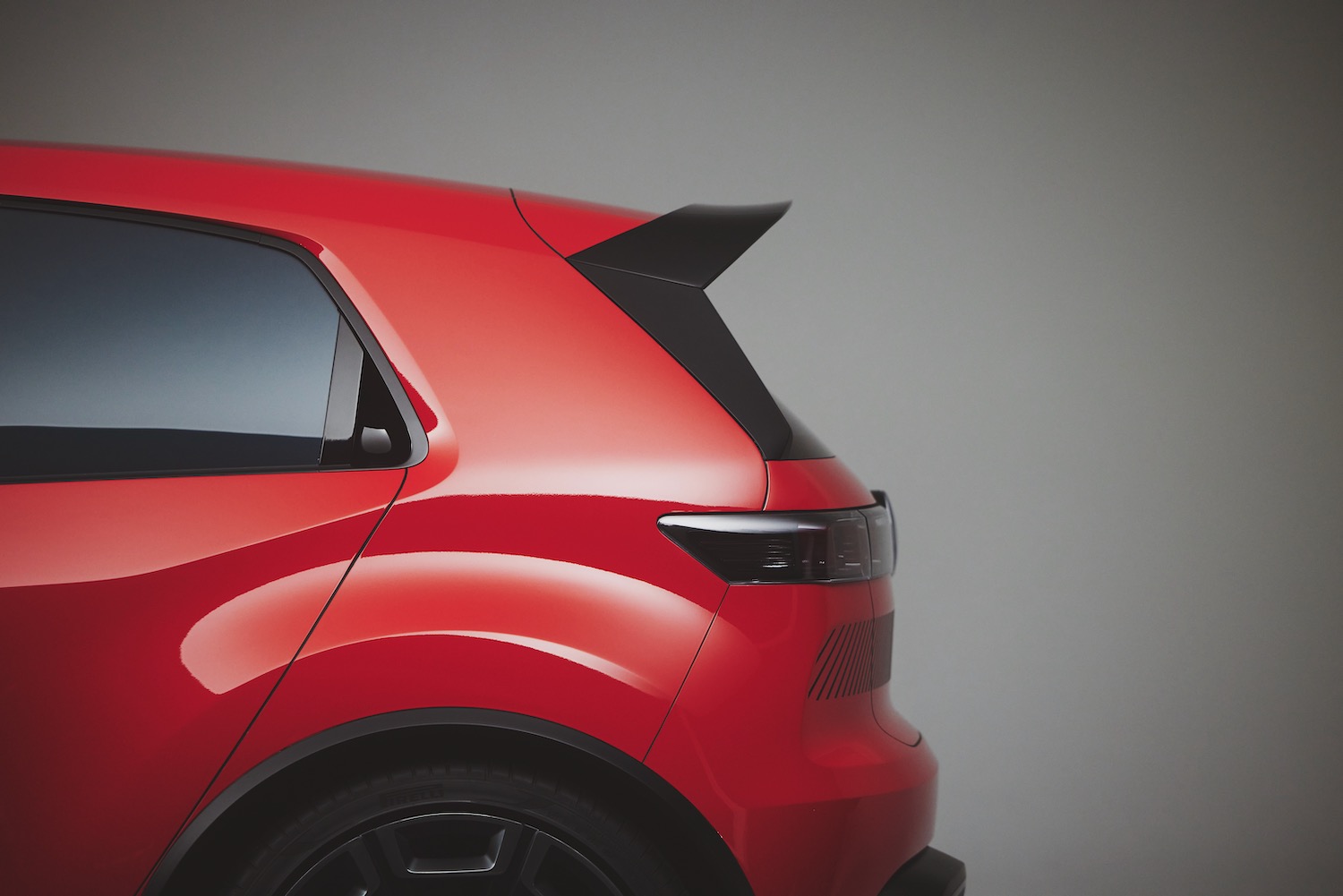 Closeup of the Volkswagen ID.GTI concept's rear spoiler and taillights.