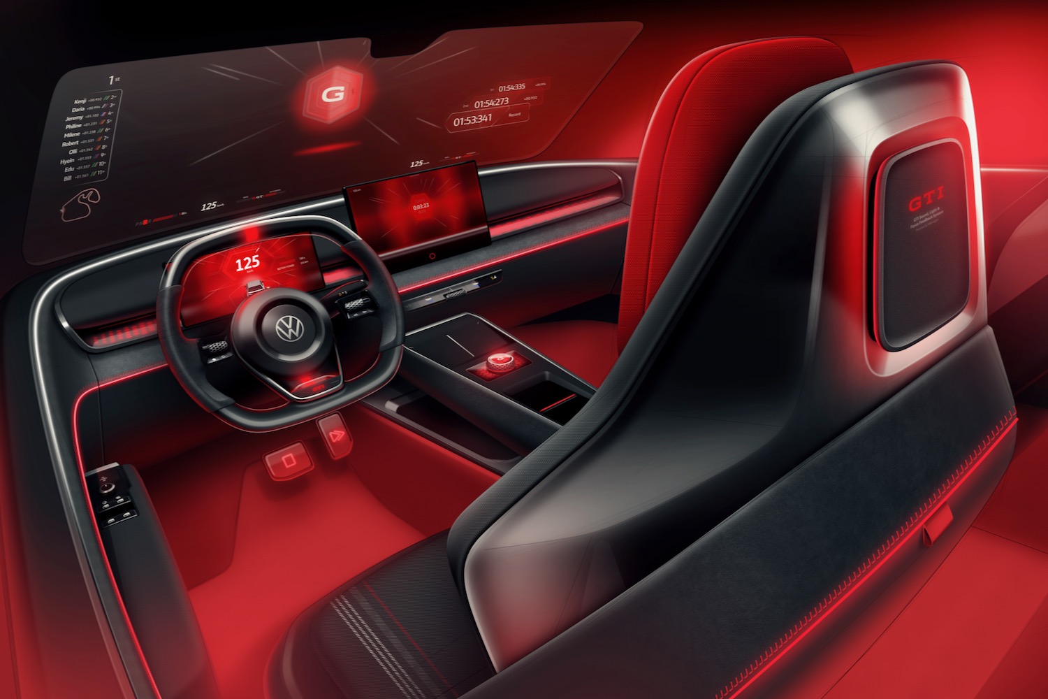 Rendering of the Volkswagen ID.GTI concept's interior.