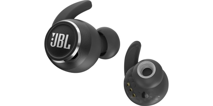 The JBL Reflect Mini True Wireless Noise Cancelling In-Ear Earbuds on a white background.