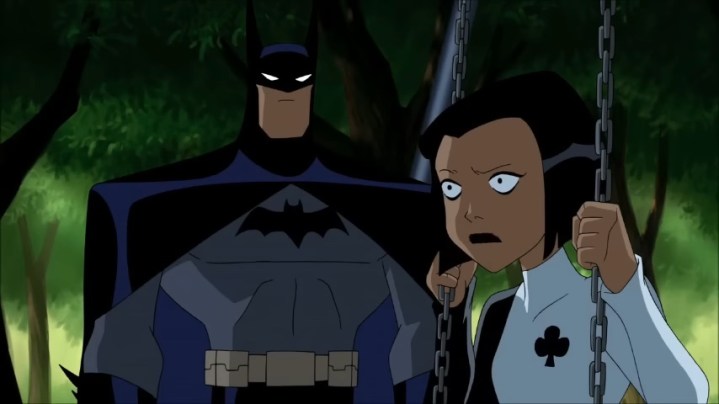 Входят Бэтмен и Эйс. "Лига справедливости без ограничений."