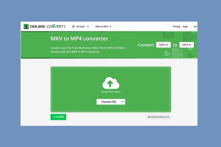 The MKV to MP4 converter from Online-convert.com.