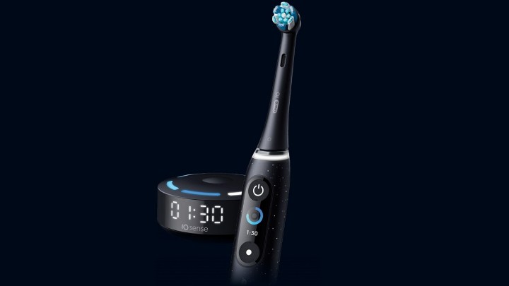 The Oral-B iO Series 10 on a black background.