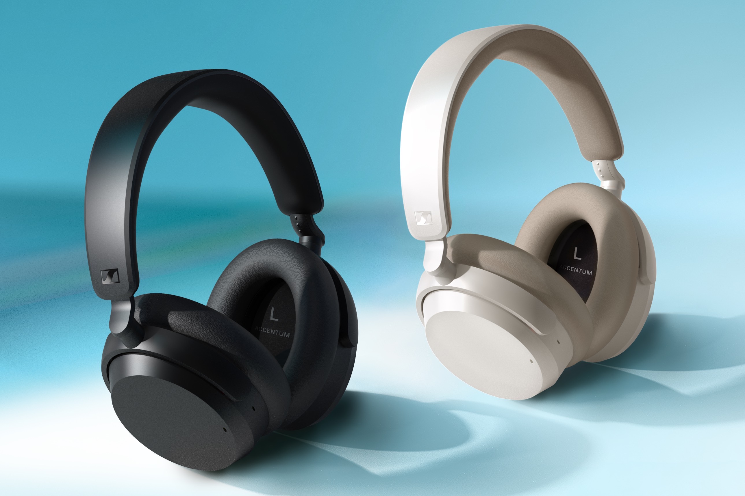 Sennheiser Accentum wireless headphones in black and white colors.