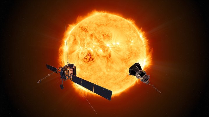 Impresión artística de Solar Orbiter y Parker Solar Probe.