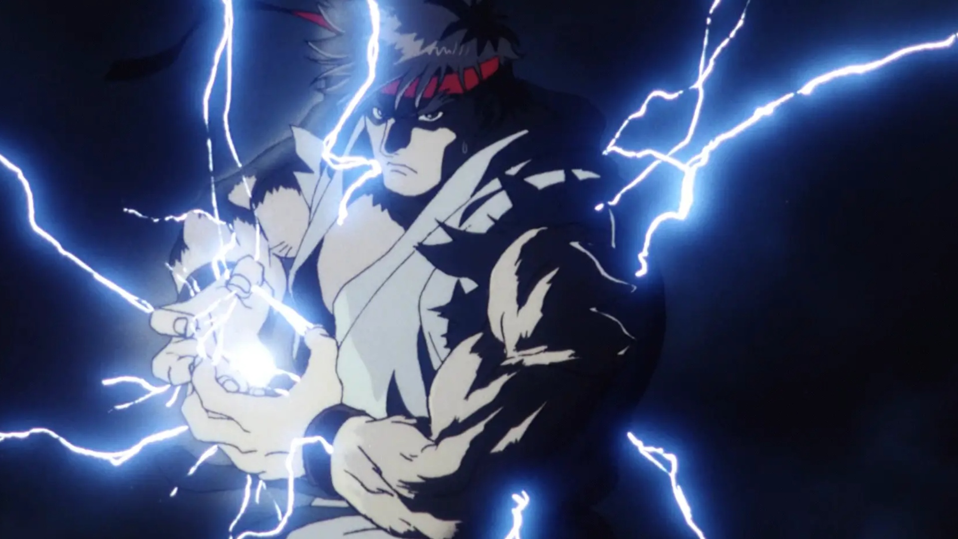 Ryu cargando un Hadouken en Street Fighter II: The Animated Movie.