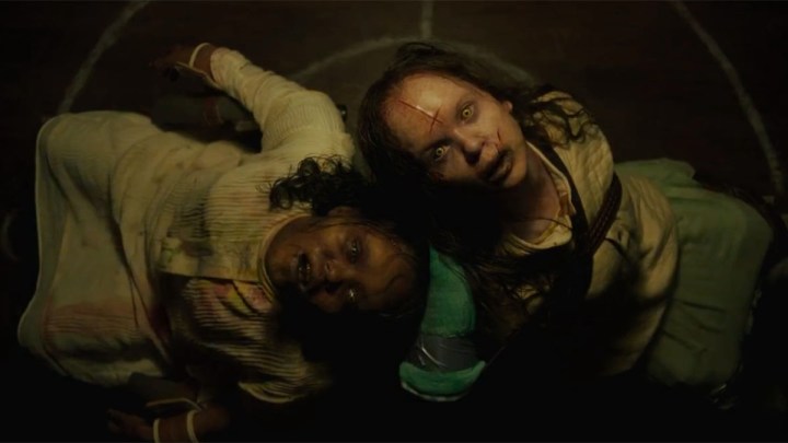 Two possessed children look up in "The Exorcist: Believer."