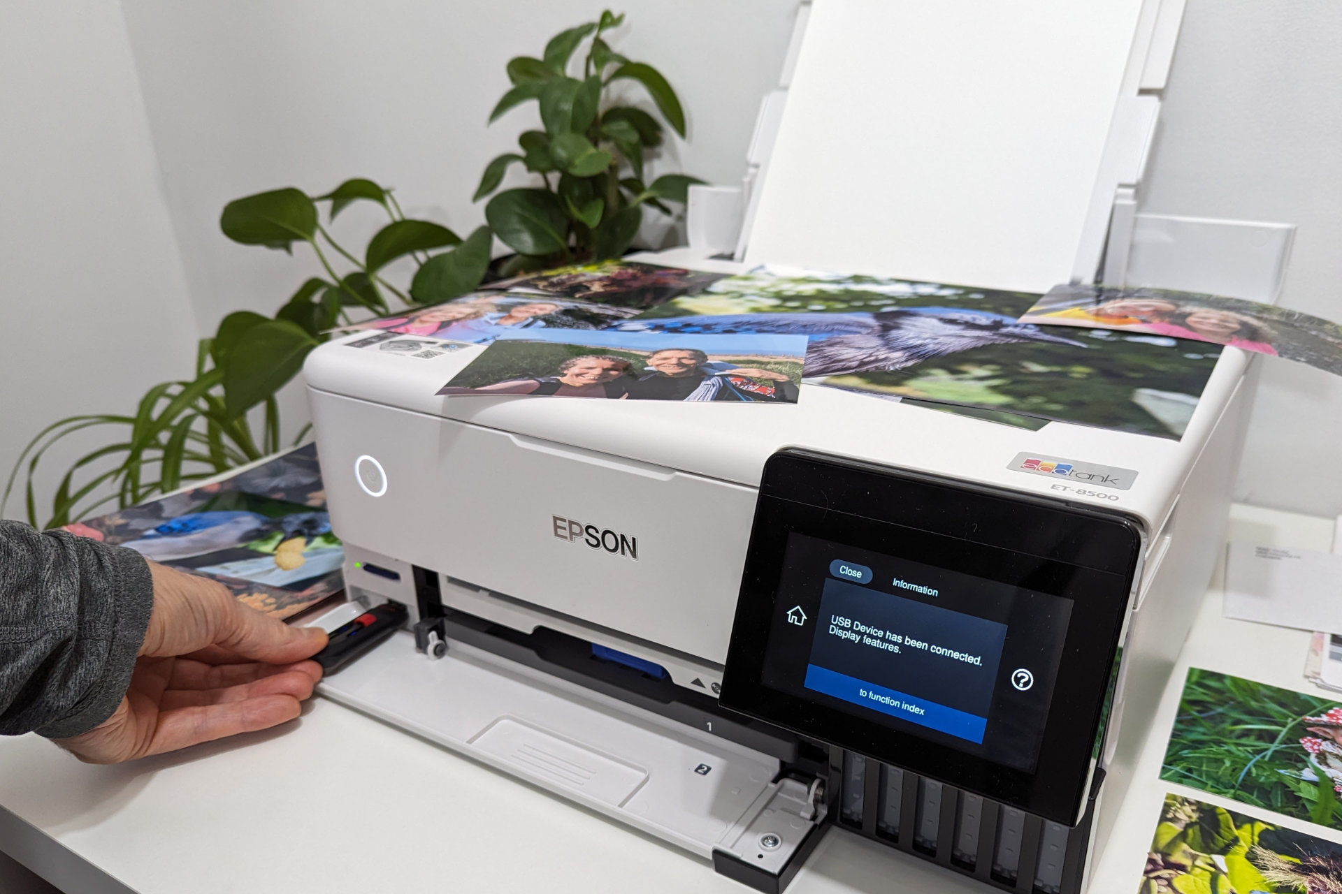 Walk-up printing is easy since the EcoTank ET-8500 supports SD cards and USB drives.
