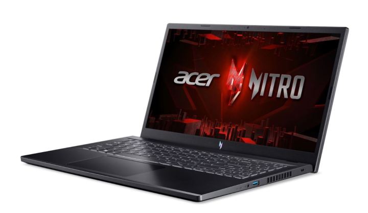 The Acer Nitro V 15 laptop over a white background.