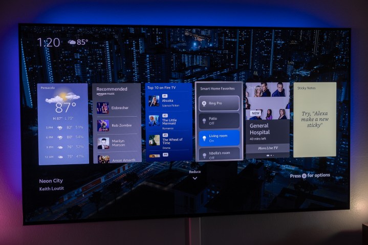 Widget di grandi dimensioni su Amazon Fire TV Ambient Experience.