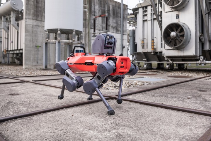 An ANYbotics robots performs inspections in an industrial environment.