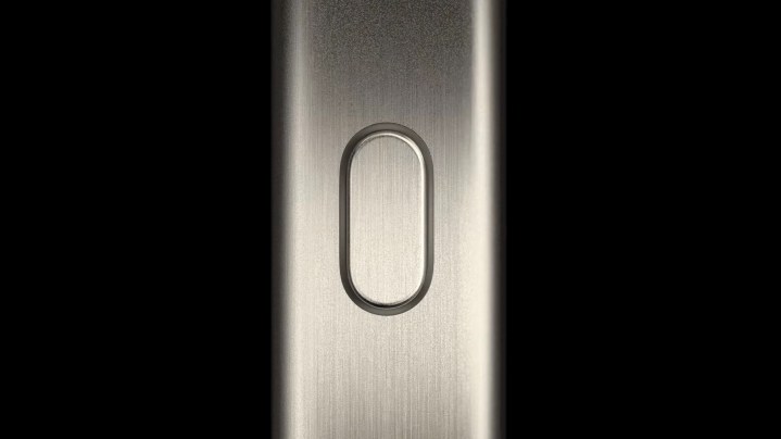 Close up on the Action button on the iPhone 15 Pro.