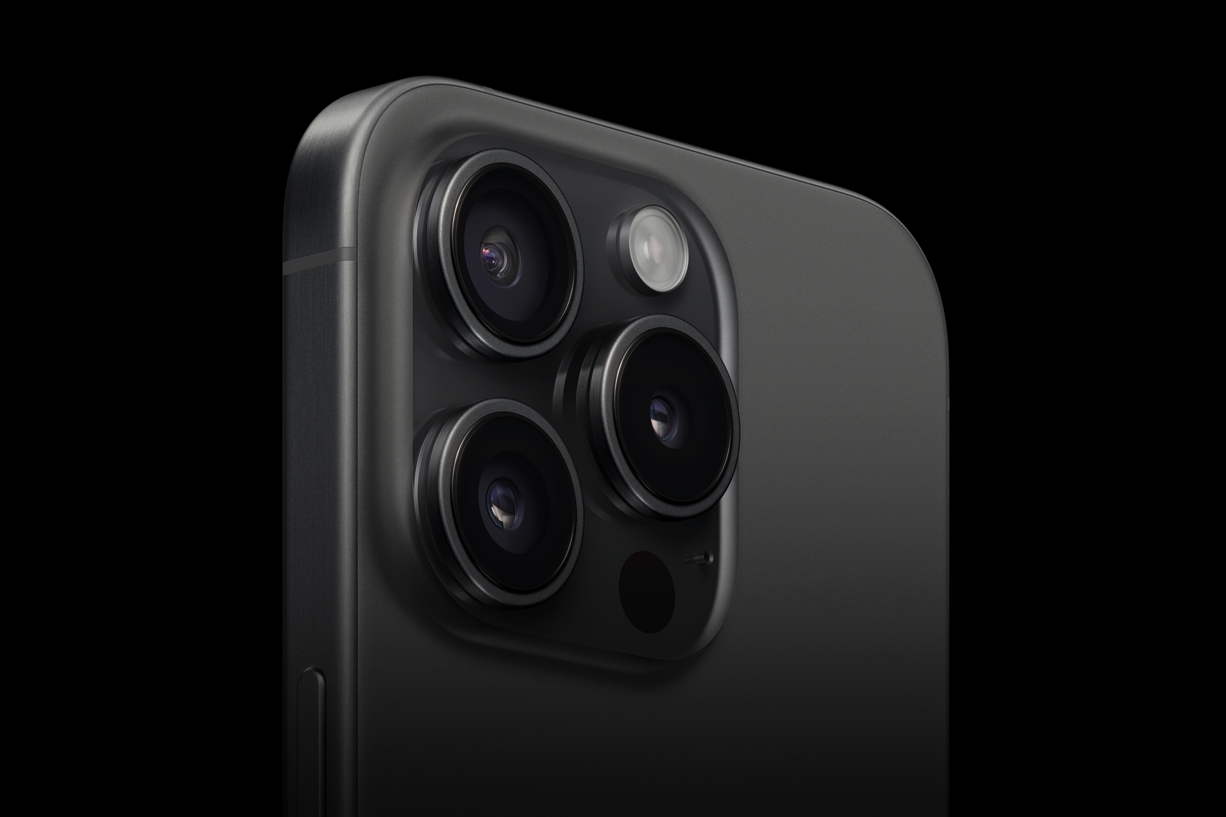 The camera array of the iPhone 15 Pro.