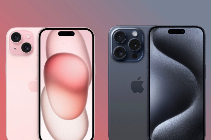 Renders of the iPhone 15 and iPhone 15 Pro next to each other.