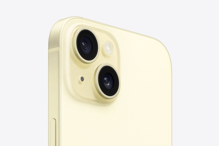 Back of the yellow iPhone 15.