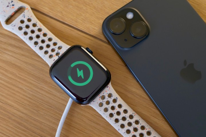 The Apple Watch Series 9 on charge.
