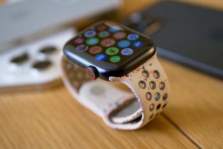 The curved screen on the Apple Watch Series 9.