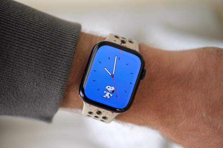 The Apple Watch Series 9 with the Snoopy watch face.