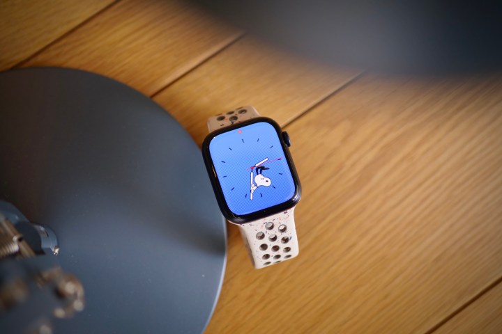 The Apple Watch Series 9 with the Snoopy watch face.