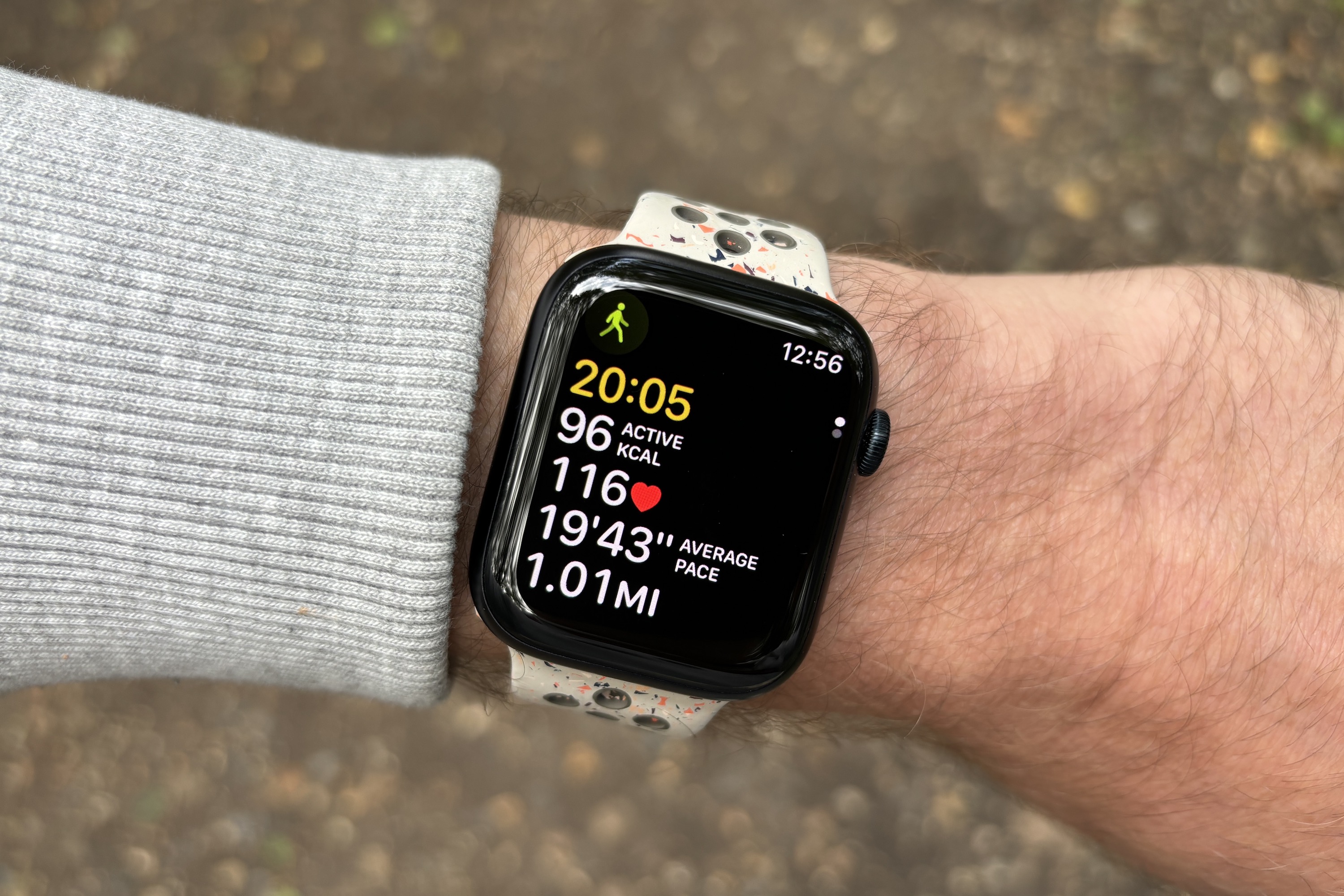 Exercise data showing on the Apple Watch Series 9.