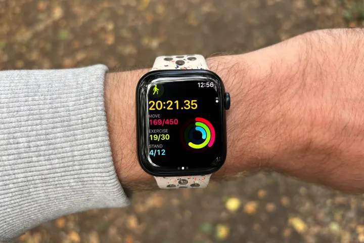 Post-walk fitness data on the Apple Watch Series 9.