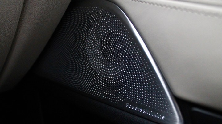 A Bowers & Wilkins Car Speaker in a car door. 