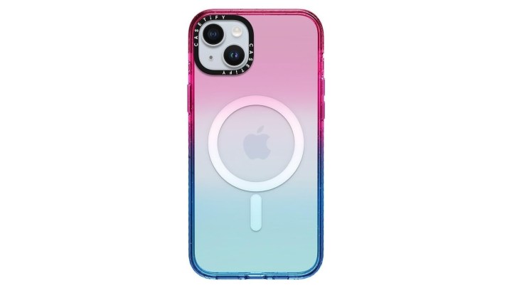 Casetify Impact Case in Cotton Candy for an iPhone 15 Plus.