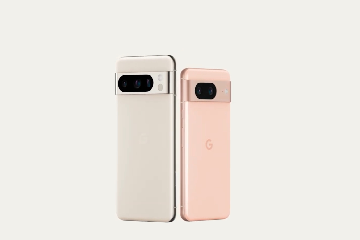 Official renders of the Google Pixel 8 and Pixel 8 Pro.