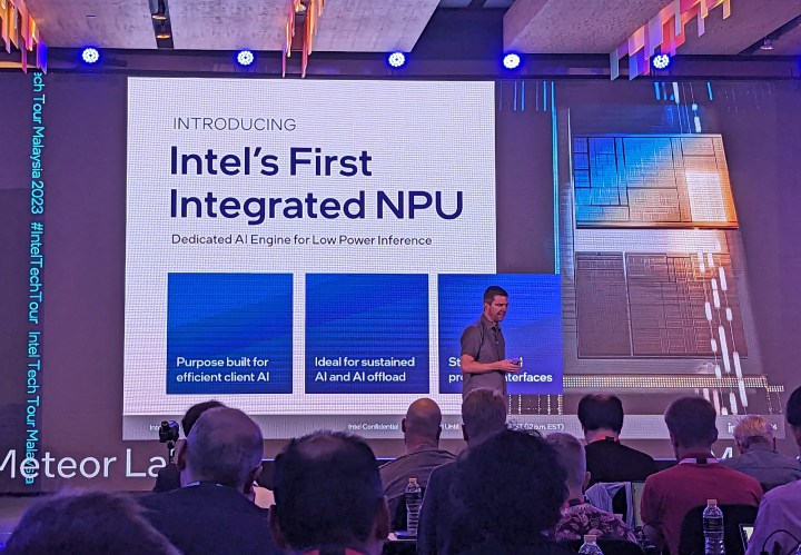Diapositive NPU intégrée Intel Meteor Lake présentée lors de l'Intel Tech Tour en Malaisie.
