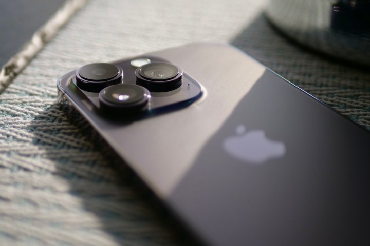 A close-up of the iPhone 14 Pro's camera module.