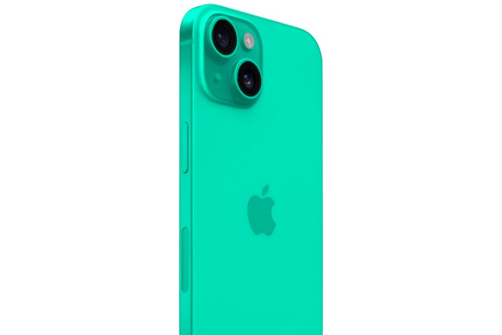 Rendu de l'iPhone 15 dans une couleur vert menthe.