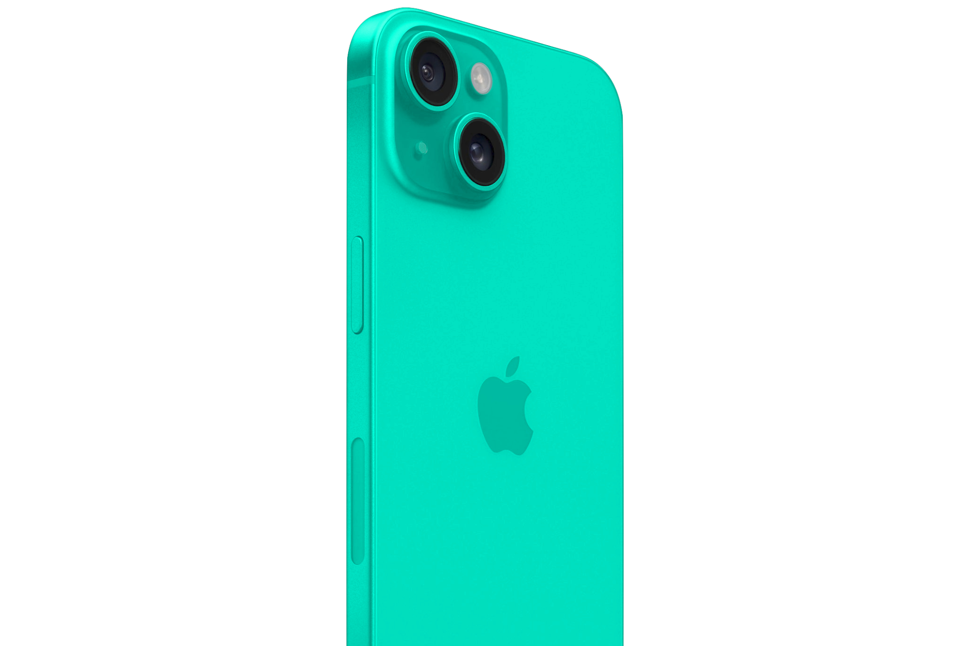 Render of the iPhone 15 in a mint green color.