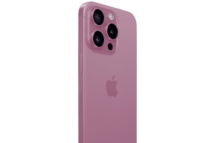 iPhone 15 Pro in a dusty rose color.