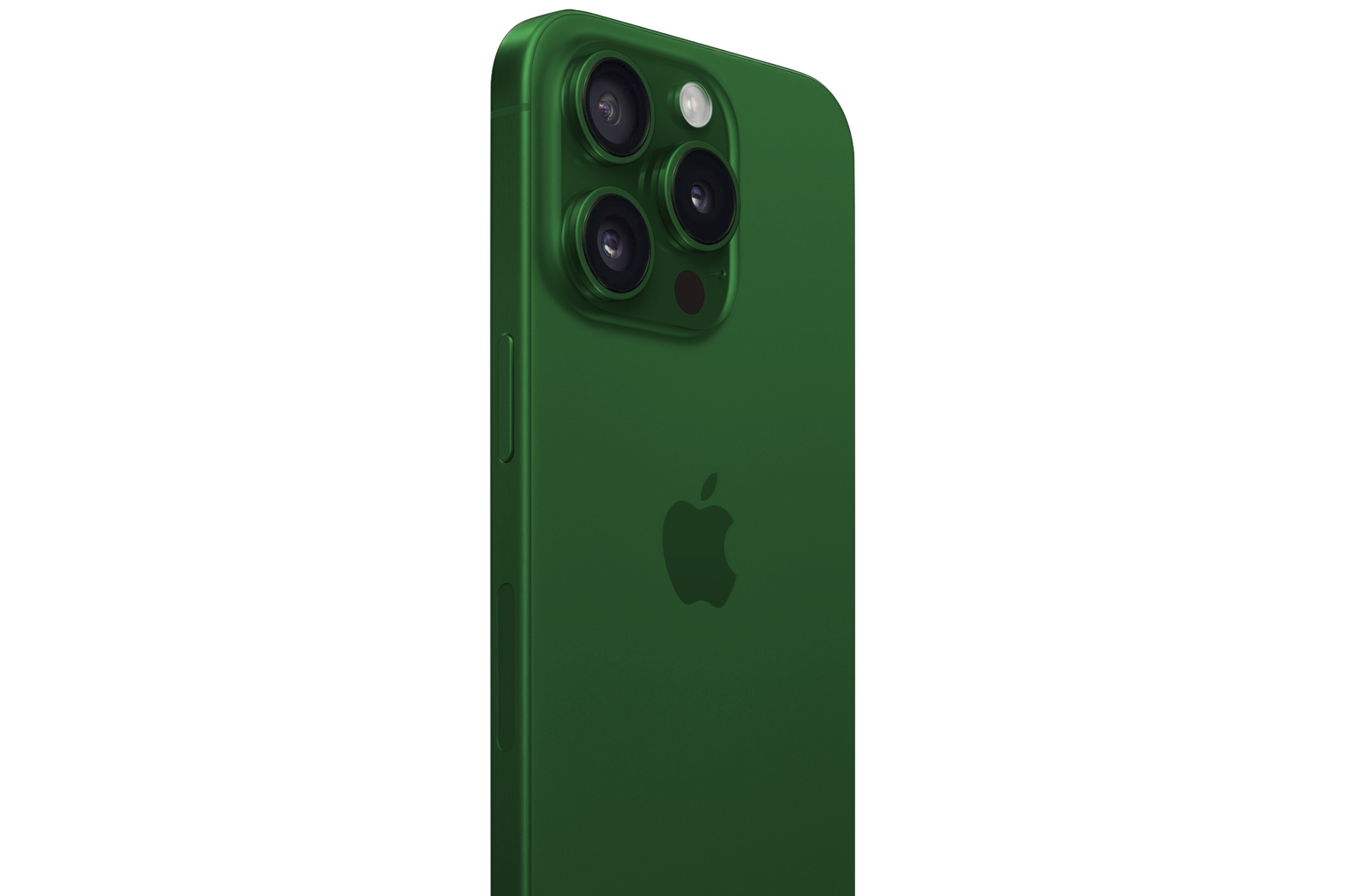 iPhone 15 Pro in a dark green color.