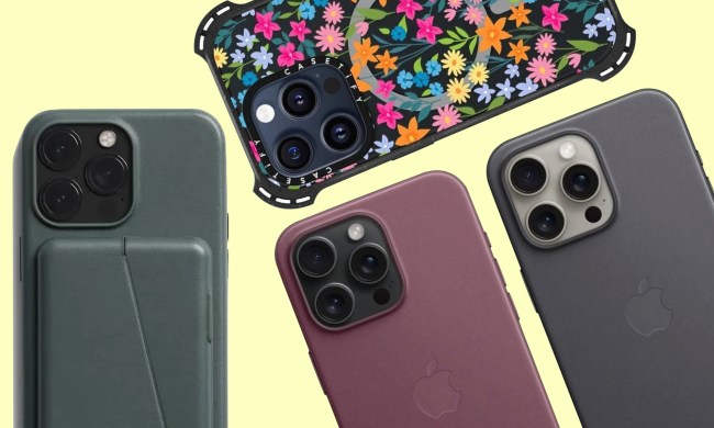 Renders of iPhone 15 Pro Max cases next to each other.