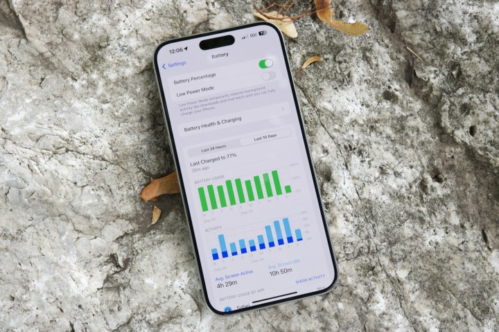 Battery settings on the iPhone 15 Pro Max.